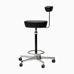 Perch Stool in Black Leather by George Nelson and Robert Propst, 2008