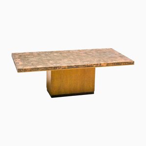 Tavolino da caffè in ottone martellato di Illum Wikkelsø, 1960