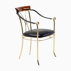 Chaise Swan en Laiton et Cuir Nappa