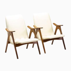 Set of Walnut Lounge Chairs by Louis Van Teeffelen, 1960s