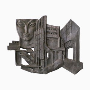 Grande Sculpture Murale Architecturale en Acier par Leon Leyritz, 1963