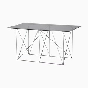 Foldable Smoke Glass Dining Table by Max Sauze, 1970s