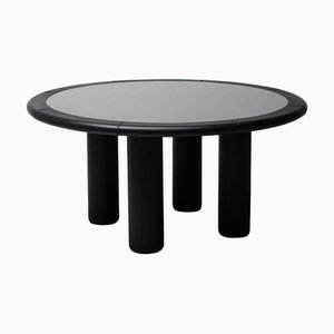 Rossi Di Albizzate BO287 Black Leather Card Table by Carlo Bartoli, 1978