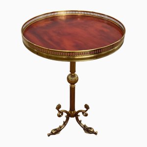 Pedestal Table in Brass and Red Celluloid attributed to Maison Jansen