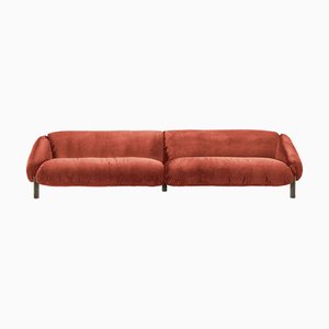Flo orangefarbenes 4-Sitzer Samtsofa von Lorenza Bozzoli