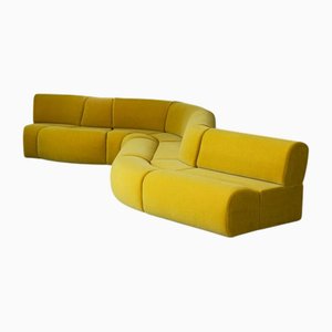 Modular Sofa in Mohair Velvet by Asko Finland, 1970, Set of 7