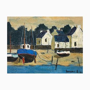 Michel Terrapon, Barco de pesca, Bréhat, 1976, óleo sobre lienzo