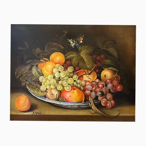 Maria Meriggi, Natura morta di frutta, anni '70, Olio su rame
