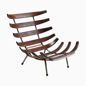 Chaise Rib en Teck et Métal, Brésil, 1950s