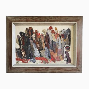 Procession of Shadows, 1950s, Paint & Wood & Canvas, Framed