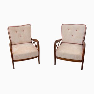 Fauteuils Vintage en Velours par Paolo Buffa, 1940s, Set de 2