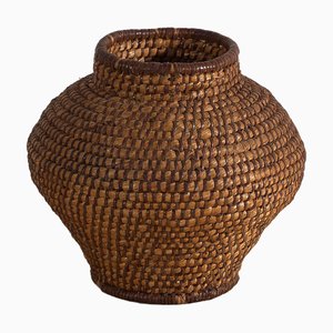 Cesta vintage pequeña de mimbre, 1920