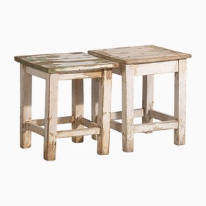 Vintage White Coffee Tables, 1920, Set of 2