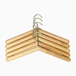 Vintage Wood Coat Hangers, 1970s, Set of 5