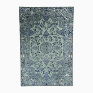 Hand-Knotted Kashan Oriental Rug in Pistachio Green