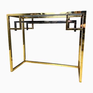 Vintage Brass and Chrome Console, 1970s
