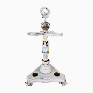 Portaombrelli in ceramica e legno di Capodimonte, anni '50