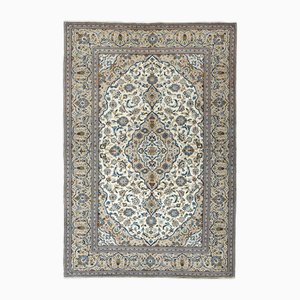 Hand-Knotted Kashan Rug with Natural Tones