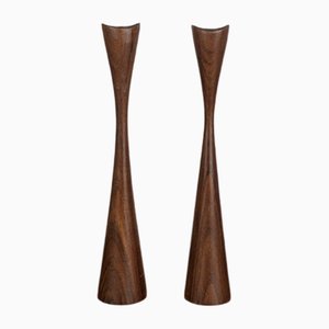 Candelabro escandinavo Mid-Century de madera de teca, años 60