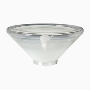 Lampada da tavolo in vetro e acciaio, anni '70