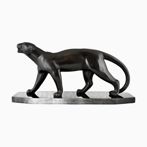 Pantera Art Déco de bronce de Emile Louis Bracquemond para Foundry Etling, París, Francia, años 30