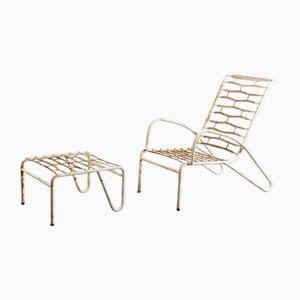 Set de Chaises Longues avec Ottomane, Italie, 1950s