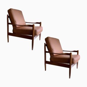 Skandinavische Sessel aus Teak & Leder von Magnus Olesen, 2er Set