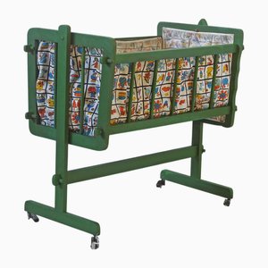 Mid-Century Puppen-Schaukelbett mit Baldachin, 1950er