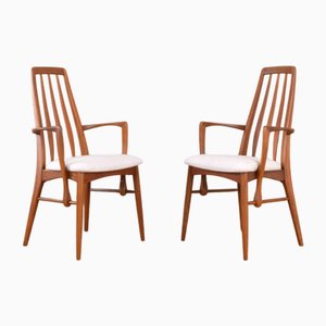 Sillas de comedor Eva Mid-Century de teca de Niels Koefoed para Koefoeds Hornslet, años 60. Juego de 2
