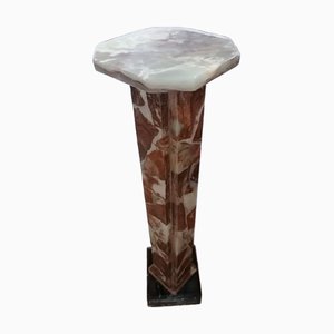 Columna Imperio con tres tipos de mármol en rojo de Verona y blanco y negro belga, años 20