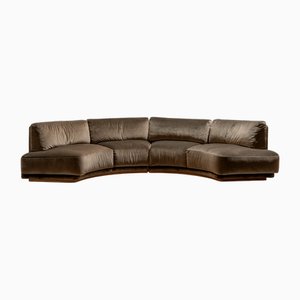 Large Rounded Velvet Sofa, Set of 2