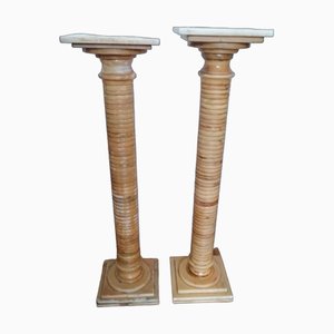 Onyx Columns Worked in Layers, 1920s, Set of 2