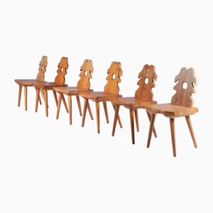 Vintage Austrian Tyroler Dining Chairs, 1950s, Set of 6