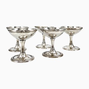Antikes Silbernes Eisbecher Set, 1930er, 5 . Set