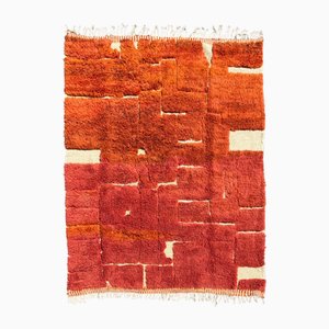 Handmade Moroccan Mrirt Rug with Deep Rust Red Wool, 1990s