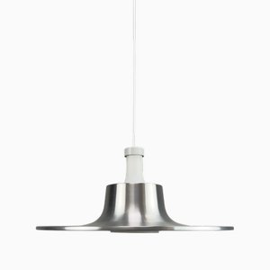 Pendant Lamp im Opal Glass with Brushed Aluminum Shade by Staff, Germany, 1970s