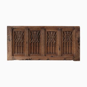 Handgeschnitzte neugotische Flämische Tafel aus Eiche, 1850er