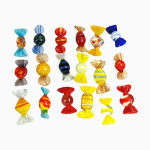 Miniature Vintage Italian Glass Candies from Murano, Set of 18