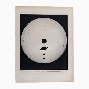 Teller mit der Sonne und den Planeten Merkur, Venus, Erde, Mars, Jupiter, Saturn, Uranus und Neptun, 1930er, Papier