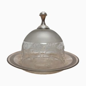 Käsekuppel aus Kristallglas mit Silberner Kappe, 1890er