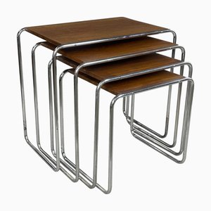 Tavolini ad incastro vintage di Jidnřich Halabala per Up Zavody, anni '30, set di 4