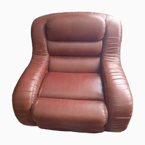 Anatomical Leather Sofa and Armchairs in the style of Joe Di Maggio, 1970s, Set of 3