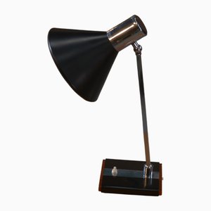 Italian Black Lacquered Desk Lamp and Chrome Metal, 1970s