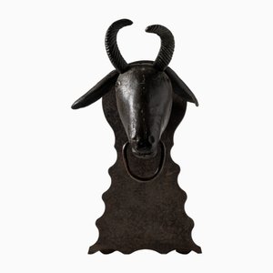 Patinierte Bronze Skulptur mit Ziegenkopf, 1920er