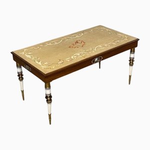 Vintage Coffee Table with Polished and Painted Travertine Top, 1950s