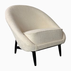 Sillón Mid-Century de haya y bouclé de Theo Ruth para Artifort, años 50
