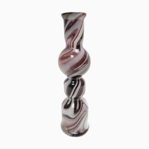 Vase Vintage en Verre de Murano Violet et Blanc par Carlo Moretti, 1970s
