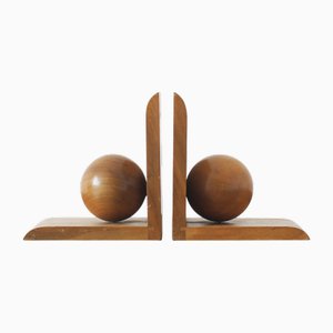 Fermalibri Mid-Century moderni in legno, anni '50, set di 2