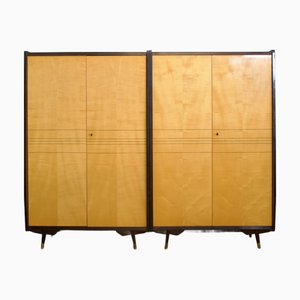 Mid-Century Modern Wardrobe in Satin Birch and Walnut from Times Furnishings, 1960s