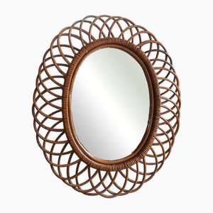 Riviera Style Oval Bamboo Mirror, 1960s